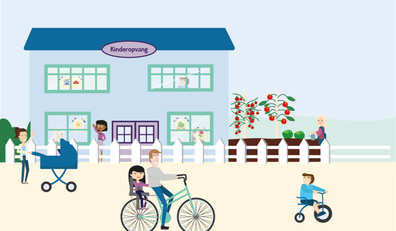 Decoratieve illustratie van een Gezonde Kinderopvang