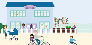 Decoratieve illustratie van een Gezonde Kinderopvang